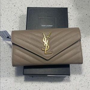 YSL Dusty Grey Trifold Wallet
